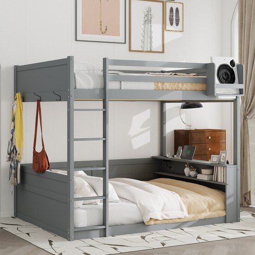 Queen size wooden bunk - queen, bed