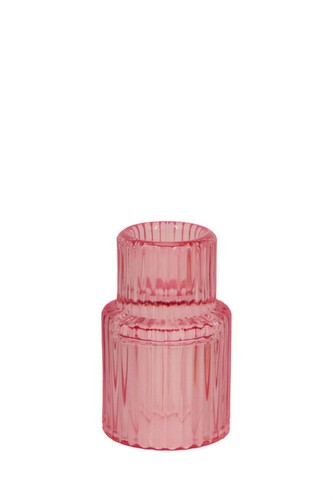 Pink ribbed glass - pc, candle