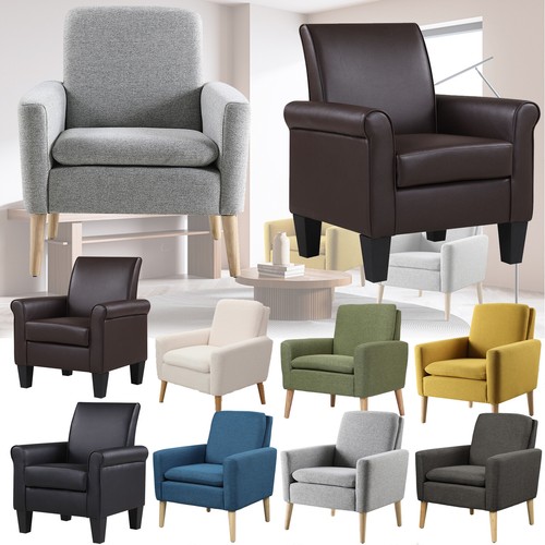 Linen arm chairs comfy faux - chairs,