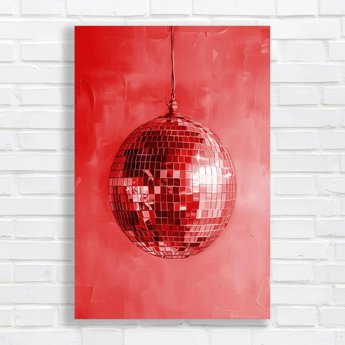 Disco ball mirrored mosaic red - mirrored,
