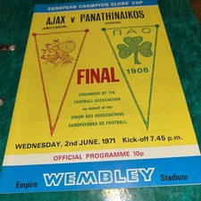 Ajax V Panathinaikos 2nd June 1971 European Cup Final Programme