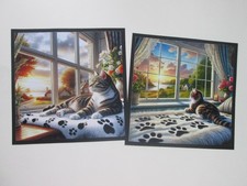 2  x  TABBY CATS BY THE WINDOW