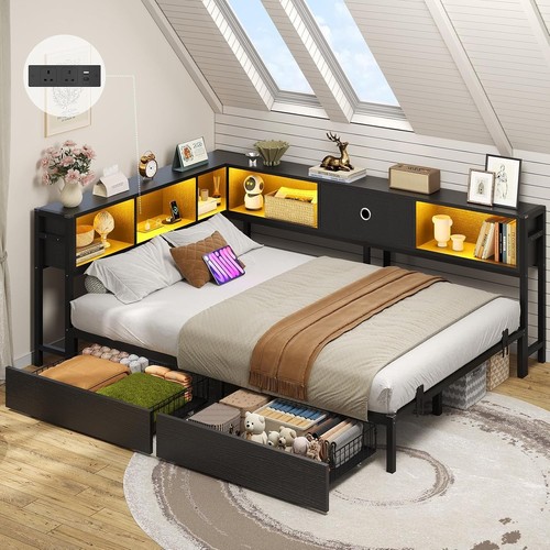 4ft6 double bed frame withled - 4ft6,