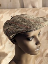 Derby Tweed flat cap Hat 57cm Mens Green fleck Harringbone Farmer Country ENGLAN