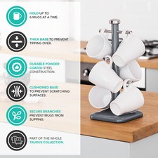 S/STEEL 6 Cup Mug Tree Holder