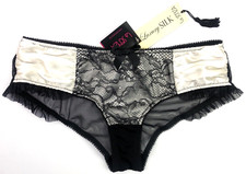 LA SENZA Luxury Silk Knickers Ivory / Black BNWT