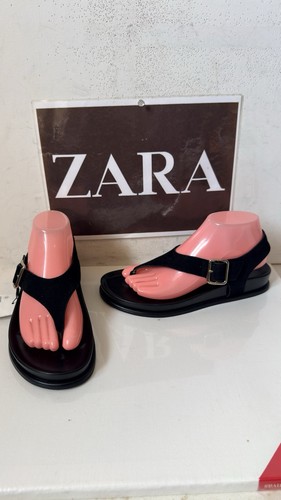 Zara black leather sandals - leather,