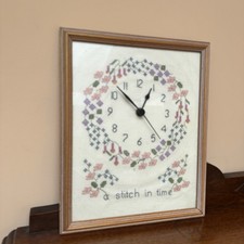 Handmade Sweet Cross Stitch Framed Clock Picture Working Clock 23x28cm Home Deco