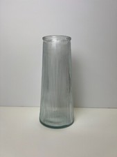 Tall Ribbed Glass Vase H22.5cm