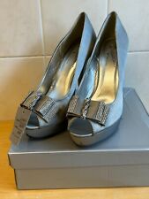 silver grey platform heels, Occasions By Casandra Size 8 Diamante bow  peep toe