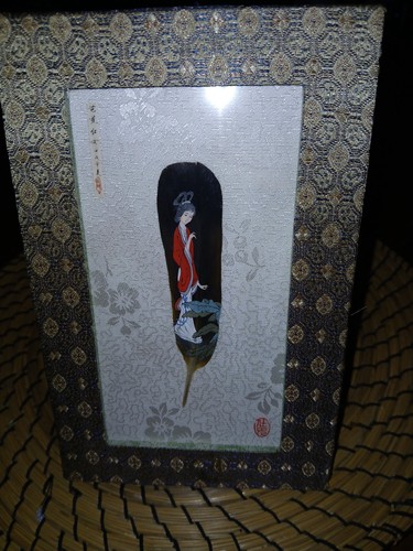 Rare japanese painted - rare, feather