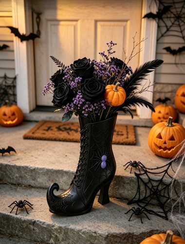 Halloween witch boot spiderweb - halloween,