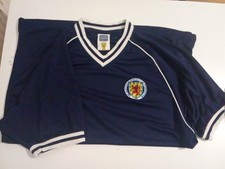 Scotland 1982 Retro Home Football Shirt Score Draw Blue Short Sleeve Mens XL