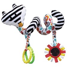 Pram Spiral Rattle White and Black Racoon Baby Sensory toy 0+ Handmade