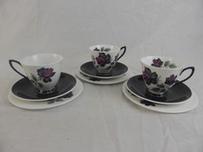 Royal Albert Masquerade Trio Tea Set Bone China 3 Cups Saucers Plates