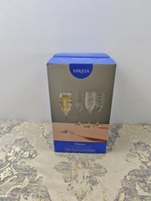 MIKASA Cheers Crystal Champagne Flutes Set, 4 Piece, Champagne Glasses with Quir