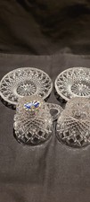 Two vintage Bohemia Czechoslokia lead crystal glass cups & saucers 24% pdo