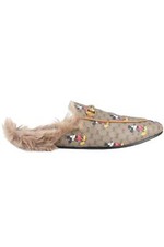 GUCCI + DISNEY PRINCETOWN CANVAS AND FAUX SHEARLING SLIPPERS EU 41 UK 8 US 11