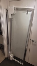 Pivot Bathroom Shower door, 6 mm toughened glass, victorian print, silver frame
