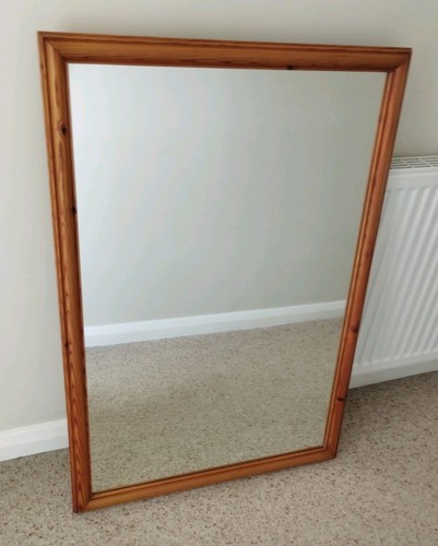 Large antique pine wall mirror - antique,