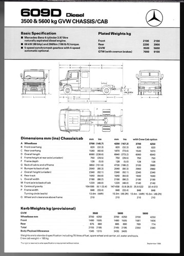 Mercedes benz 609d chassis - mercedes-benz, cab