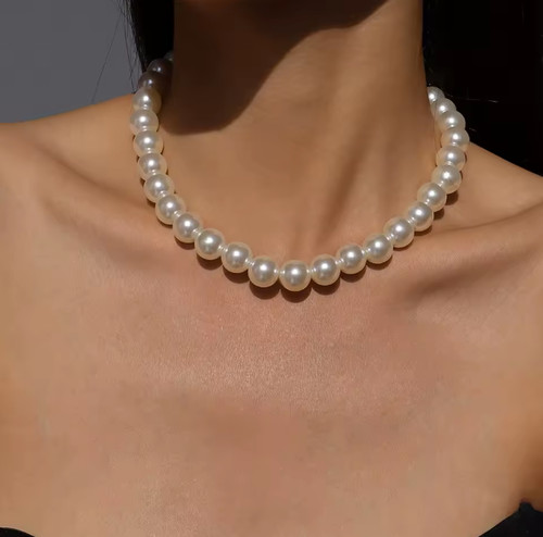 Elegant pearl choker necklace - elegant,
