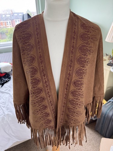 Hollister brown fringed cape - fringed,