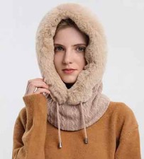 New textured Faux fur trimmed Knitted balaclava Hood Women BUY 2 GET ONE HALF PR