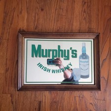 Murphy’s Irish Whiskey Blended Glass Mirror Bar Sign - 20.5” x 14.25” Rare!