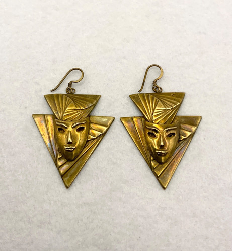 Art deco revival mask - deco, earrings