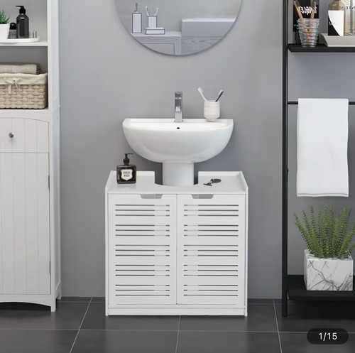 White bathroom sink - white, cabinet