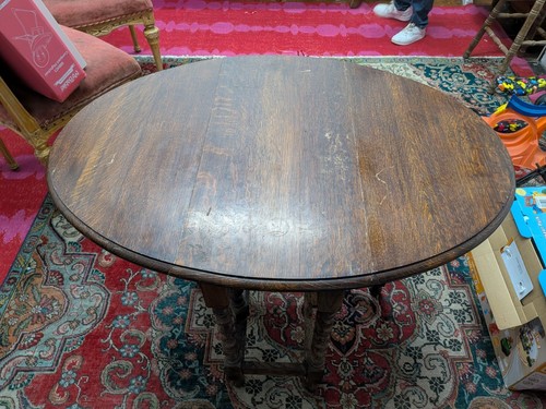 Antique oval oak drop leaf - oak,