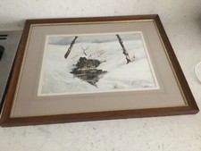 A Turton Barnsley Artist Watercolour. Oasis in The Snow Glazed Framed c 1970