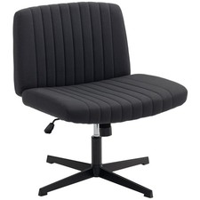 HOMCOM Linen Criss Cross Legged Office Chair with Tilt Function, Black