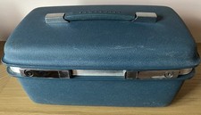 Vintage 1960s Samsonite Hard Shell Saturn Vanity Case Blue Twin Locks 2 Keys