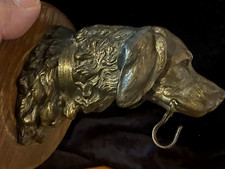 Antique-Vintage Cast Bronzed Metal Dog Head Wall Hook or Lead Holder