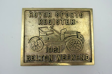 Brass Rover Sports Register Belton Weekend 1981 Car Badge Plaque Club