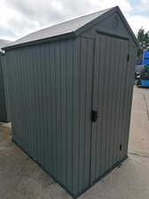 6x4 Garden Shed Wood Effect Finish Keter Darwin Green Apex Evotech+ Prebuilt V1
