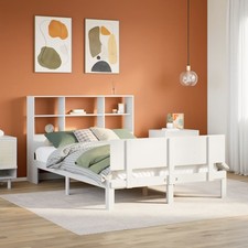 Bookcase Bed White Solid