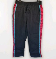 Gucci Chinos Sweatpants Black Jeans Cotton Silk Stripes Blue & Red - Size 48