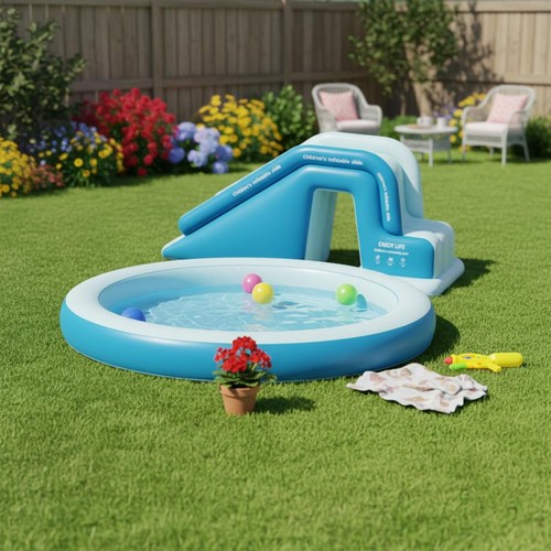 Inflatable pool slide foldable - slide,