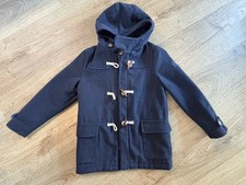 Boys Mini Boden Winter Duffle Coat 7-8 Years Navy Blue Wool/Polyester Blend