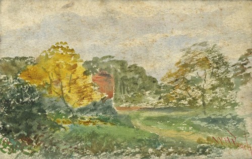 Peach small watercolour - h,