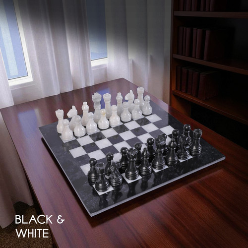 Black white handmade marble - &,