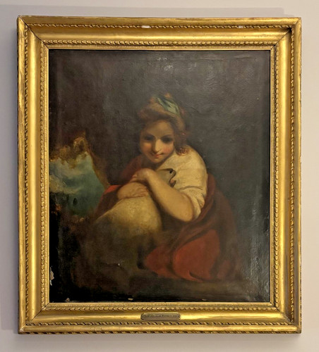 Antique oil painting portrait - oil,