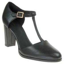 Clarks Ladies Smart Shoes KAYLIN 85 T BAR 2 Black Leather UK 5 - 6 / EU 38-39.5