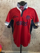 Scotland Rugby Union Away Shirt 2014/2015 - Macron Jersey Red Large Top 