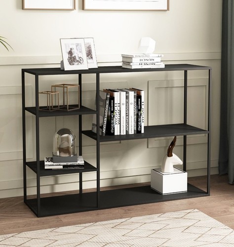 Black console table shelves - black,