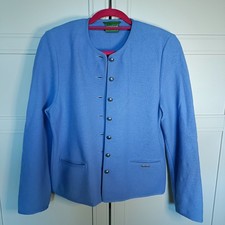 Geiger Women's 7 Button Jacket EU 40 Medium Cornflower Blue Pure Wool