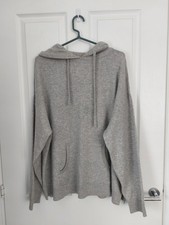 F&F 100% Cashmere Grey Pullover Pockets Hoodie Size XL